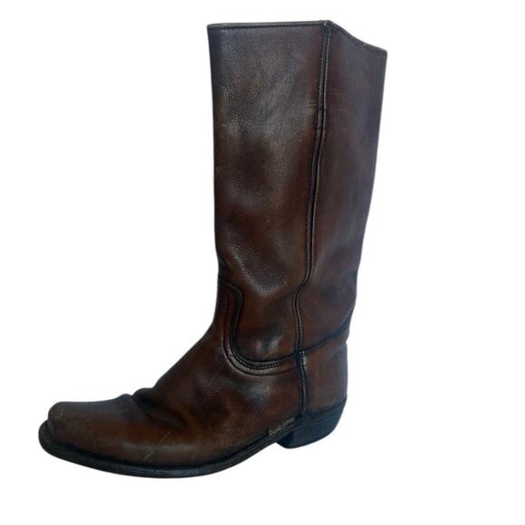 Vintage Frye Original Campus Pull On Genuine Leather Tall Boots In Brown 10.5 - Picture 11 of 12